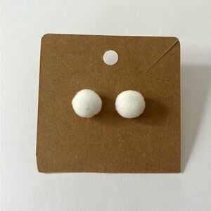 2/$15- White Pom Pom Stud Earrings Handmade
